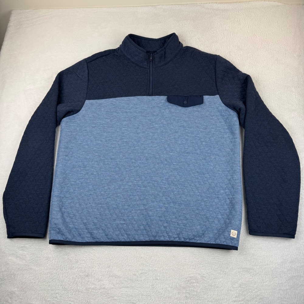 Marine Layer Quilted Quarter Zip Pullover Mens XL Blue Two-Tone Colorway
